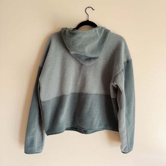 UpWest Green Blue 2 Two Tone Colorblock Fleece Hooded Full Zip Jacket Large Gorp - Picture 7 of 8